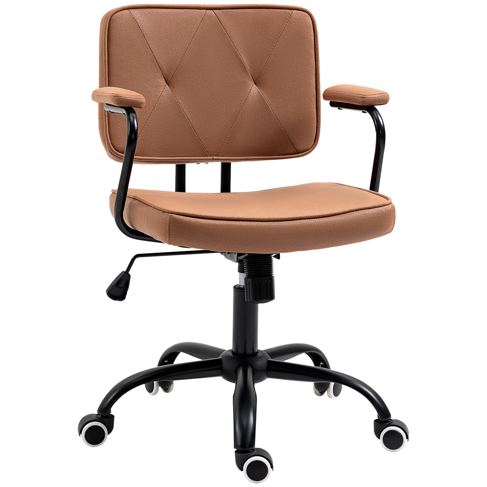 BÜROSTUHL mit Rollen, Drehstuhl, Braun - Braun, Metall (58/91/61cm) - Vinsetto