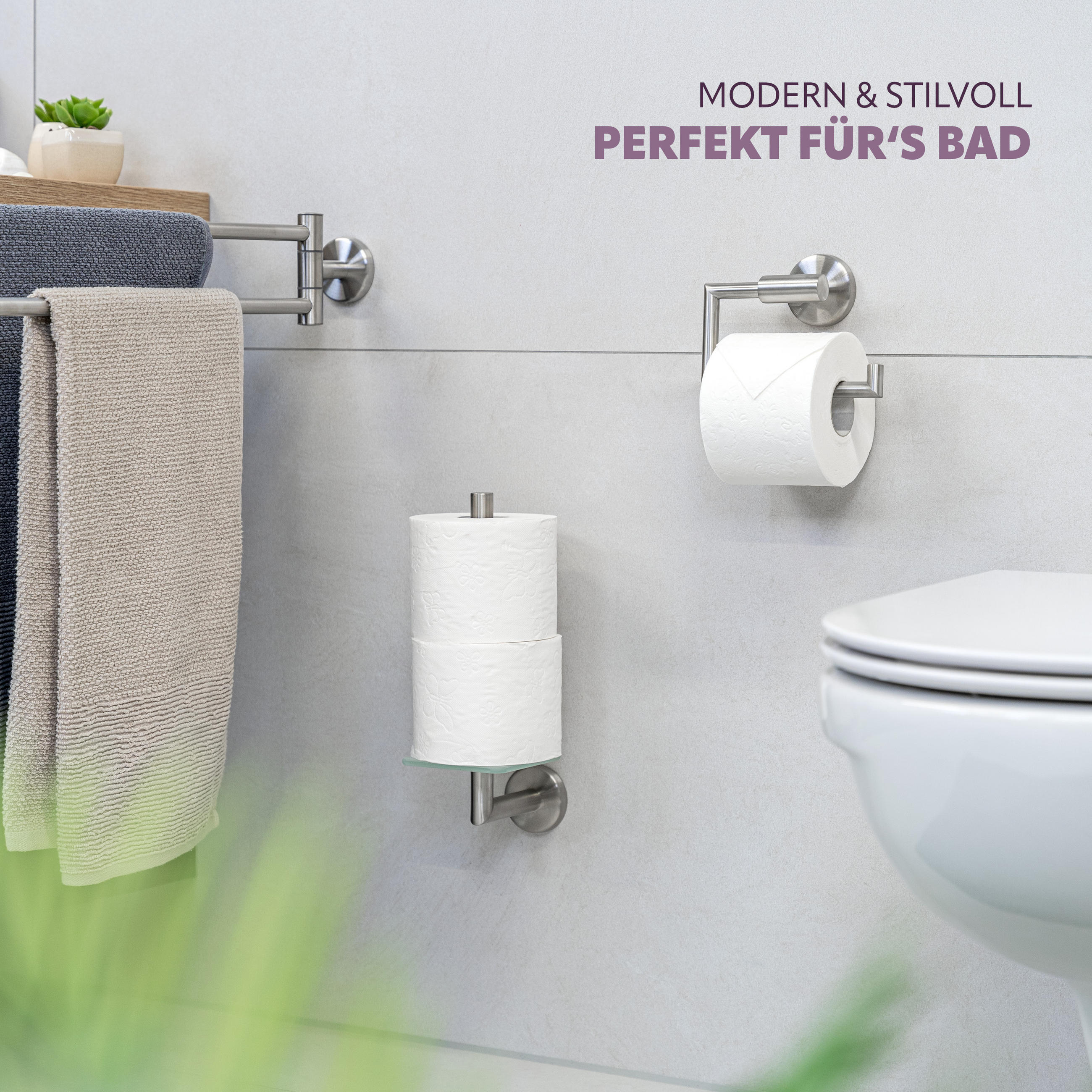 TOILETTENPAPIERHALTER PIAZZA, Edelstahl, matt - Edelstahlfarben, Metall (15.5/11/6cm) - bremermann