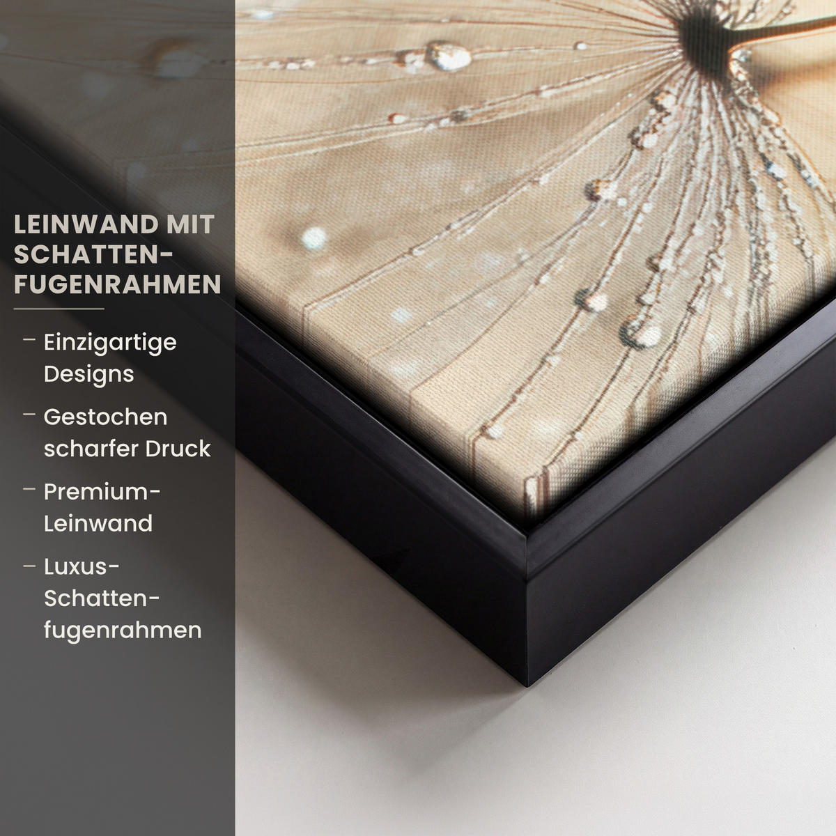 LEINWAND Bilder mit Rahmen - Löwenzahn - Abstrakt - Natur - Beige - 80x60 - Braun, Textil (80/60cm) - MuchoWow