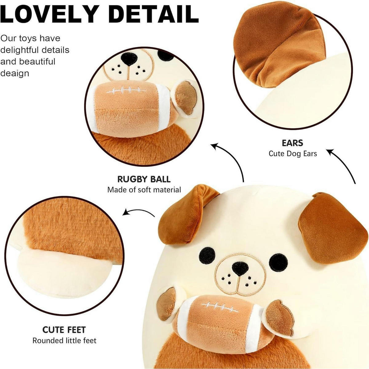 PLÜSCHTIER Bulldogge mit Rugbyball 30 cm - Multicolor, Textil (30/30cm)