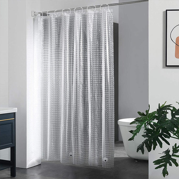 DUSCHVORHANG wasserdicht schimmelresistent mit Haken und starken Magneten - Transparent, Kunststoff (180/180cm) - MCBOSON