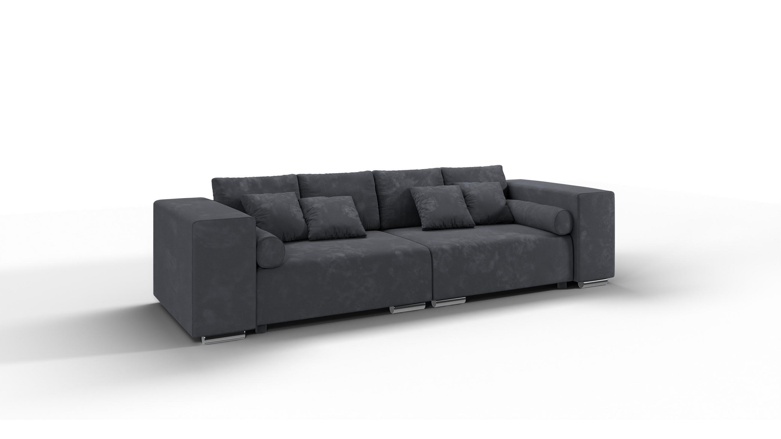 BIGSOFA Kami Microfaser Graphit - Schwarz/Graphitfarben, Kunststoff/Textil (290/80/110cm) - S-Style Möbel