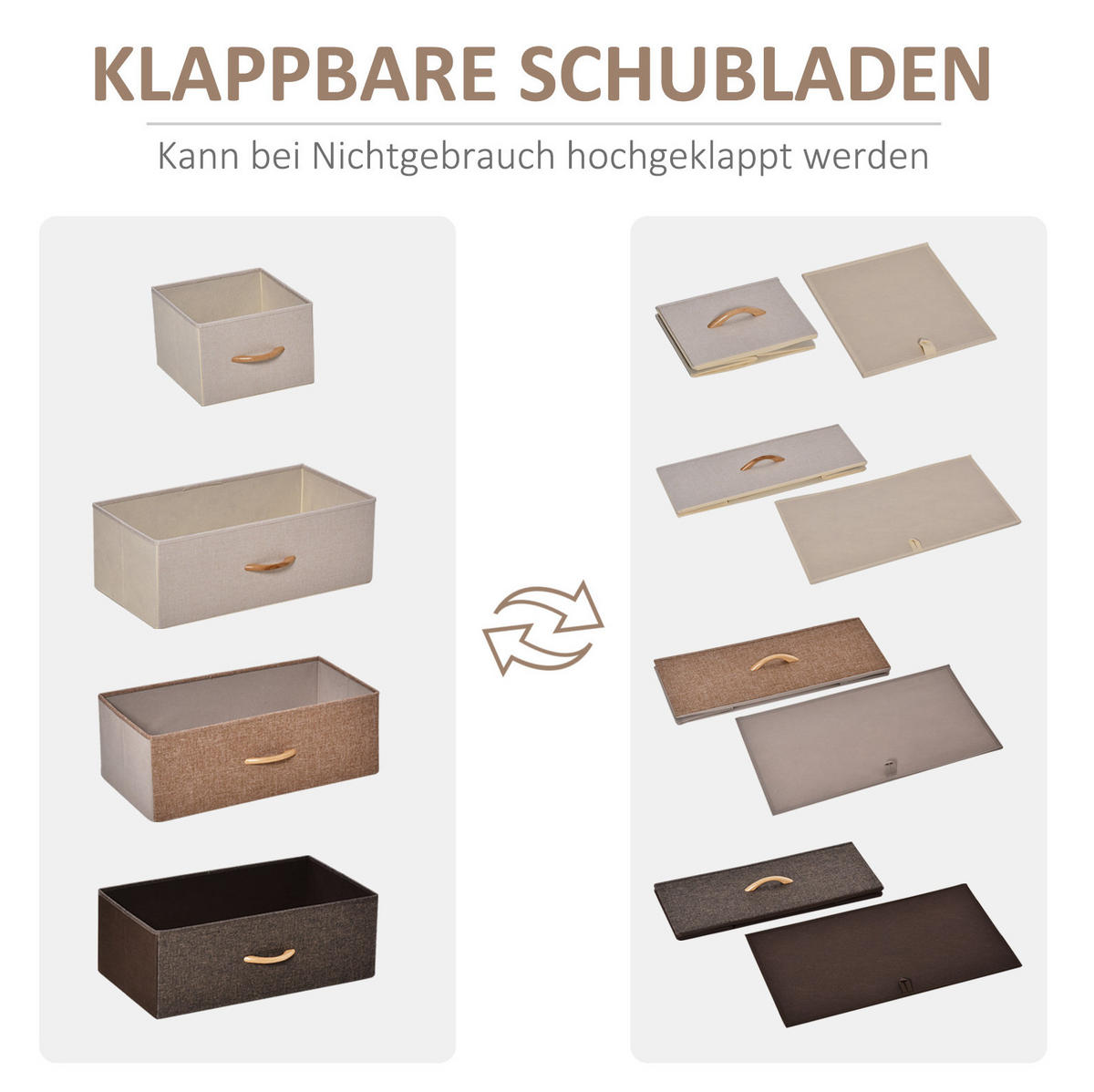 KOMMODE 58/29/99 cm aus Leinen und Stahl mit 5 faltbaren Schubladen Multicolor - Weiß, Textil (58/99/29cm) - Modenvie
