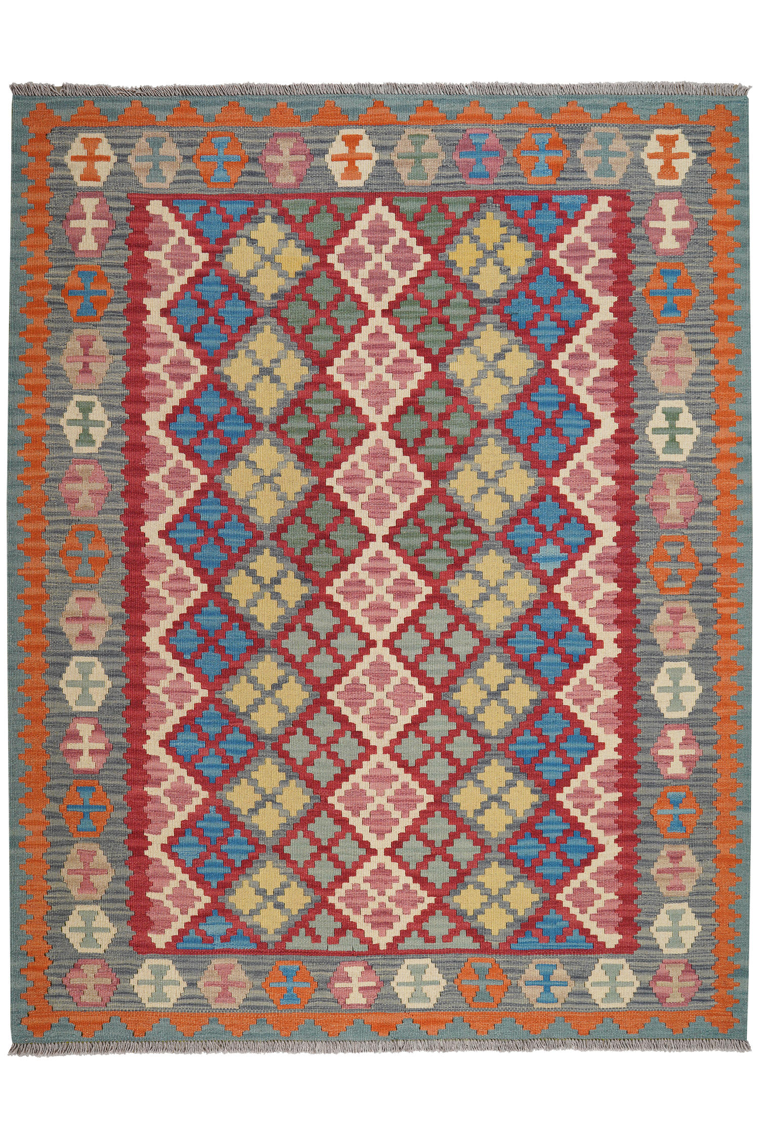 HANDWEBTEPPICH Kelim Gashgai Rot 207/161 cm Schurwolle - Rot, Textil (161/207cm) - Looma