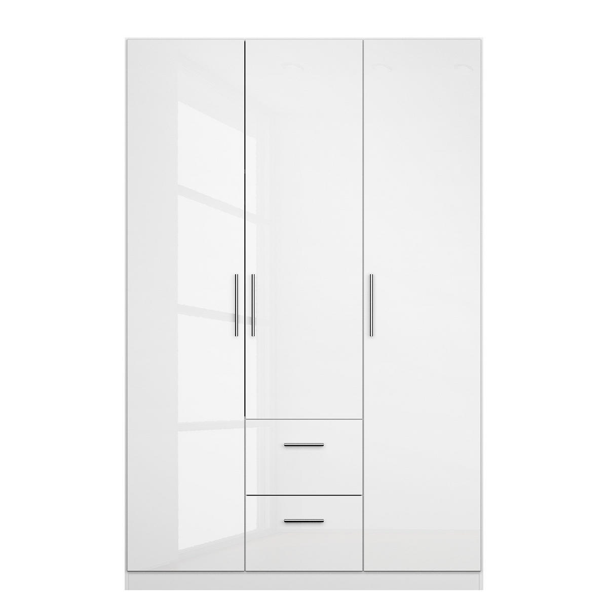 DREHTÜRENSCHRANK - Weiß Hochglanz/Weiß, Holzwerkstoff (136/197/54cm) - home24