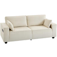 SOFA, 3-Sitzer, Cord, 218cm, Federkernkissen, beige - Multicolor, Holzwerkstoff (218/91/79cm) - FORIOUS