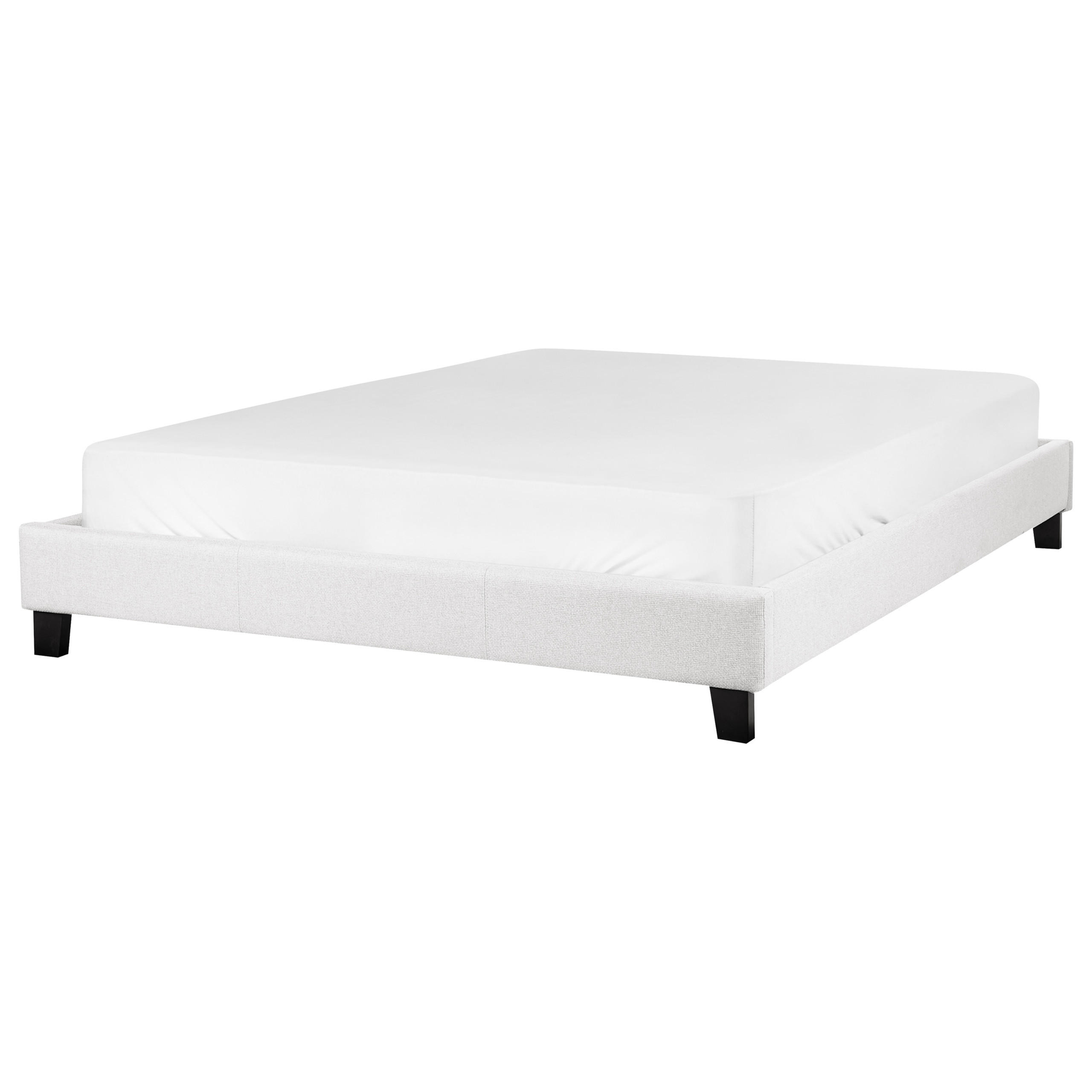 BETT 160/200 cm Hellgrau Roanne - Hellgrau/Braun, Textil (160/200cm) - Beliani