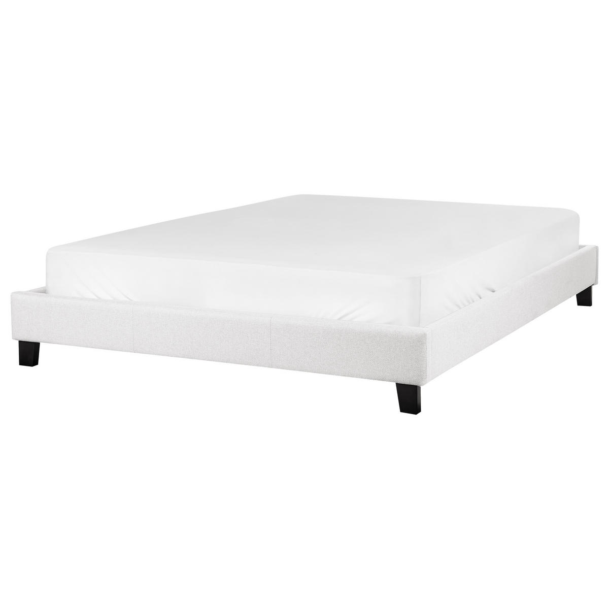 BETT 160/200 cm Hellgrau Roanne - Hellgrau/Braun, Textil (160/200cm) - Beliani