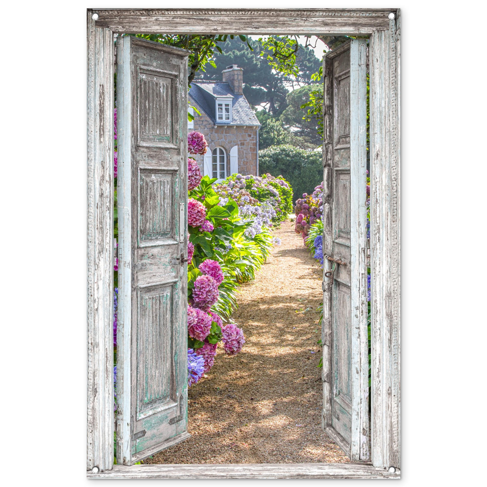 OnlyWow ZAHRADNÍ PLAKÁT Průhledné - Hortenzie - Květiny 80x120 cm
