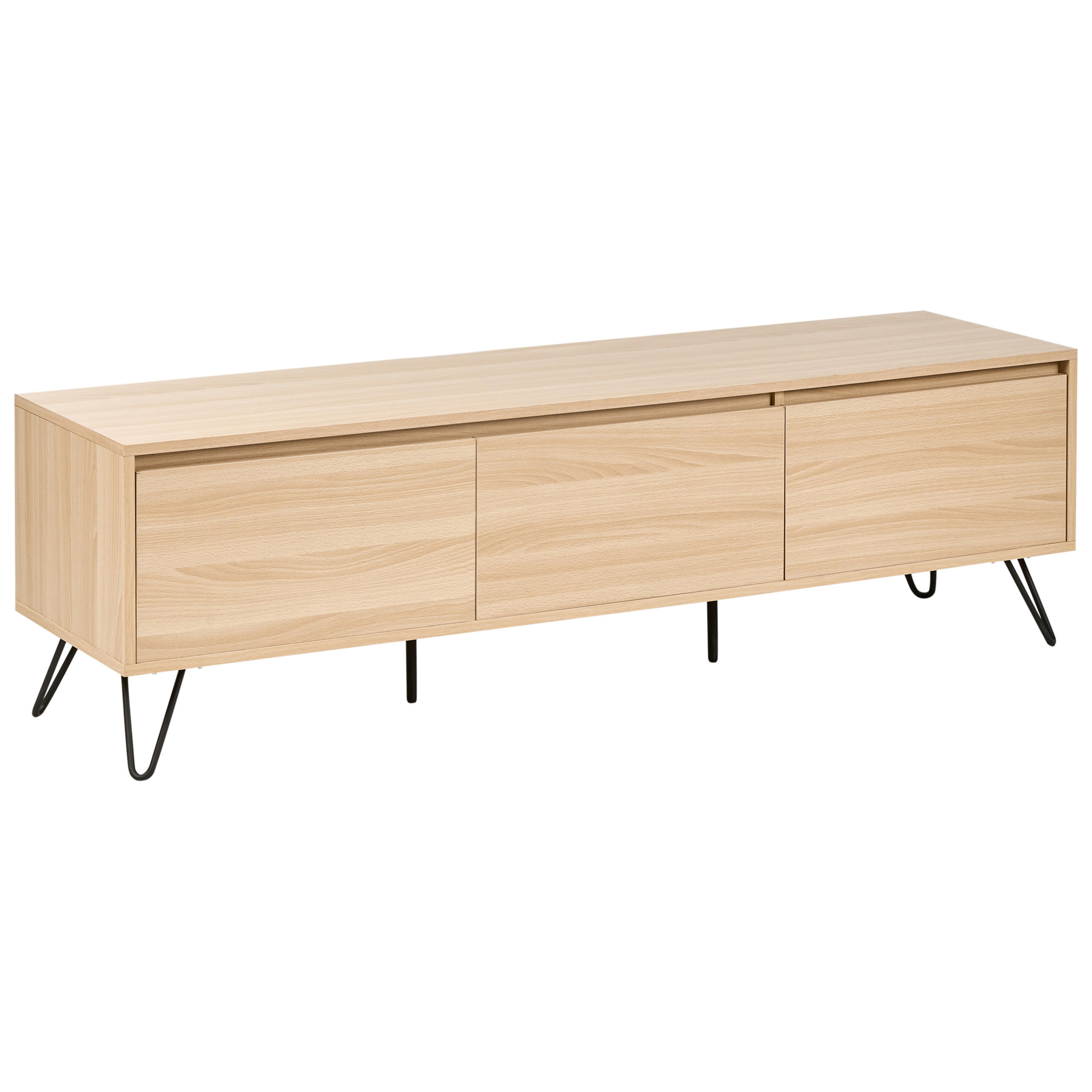 TV-MÖBEL Hellbraun Cardigan - Hellbraun/Schwarz, Holzwerkstoff (150/45/40cm) - Beliani