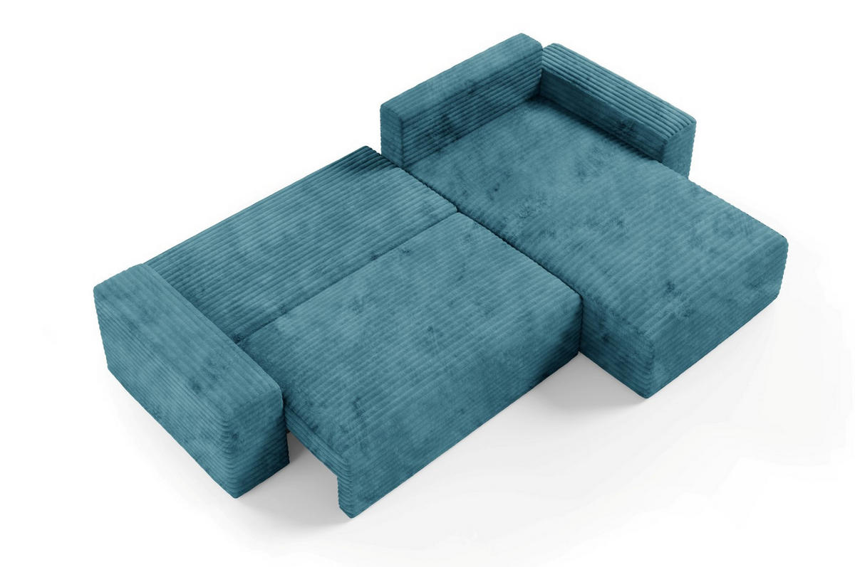 ECKSOFA mit Schlaffunktion Türkis - Türkis/Schwarz, Holz/Holzwerkstoff (300/185cm) - Furnisell