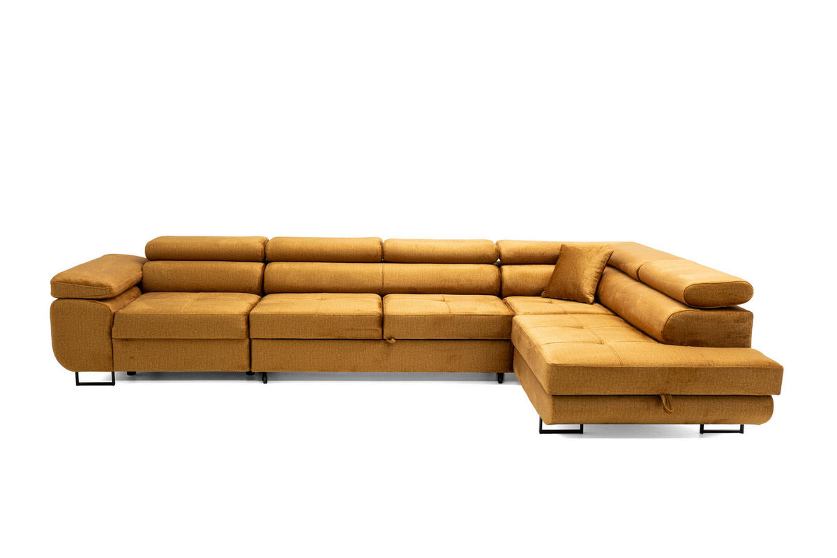 ECKSOFA WILD MAXI Rechts Golden - Chromfarben/Goldfarben, Holz/Textil (203/350cm) - Muffo