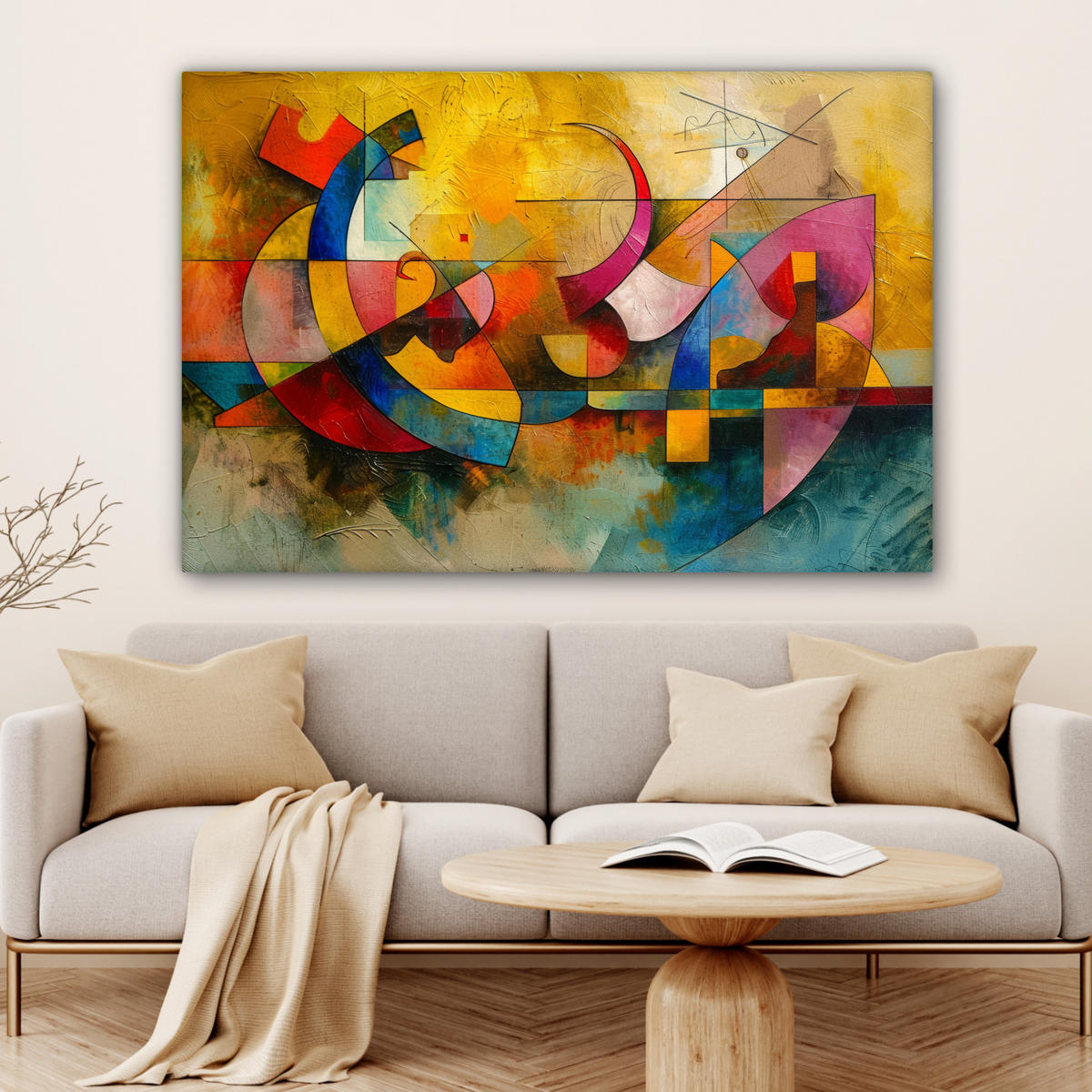 LEINWANDBILD Kunst - Abstrakt - Modern Groß 140x90 cm - Gelb, Textil (140/90cm) - MuchoWow