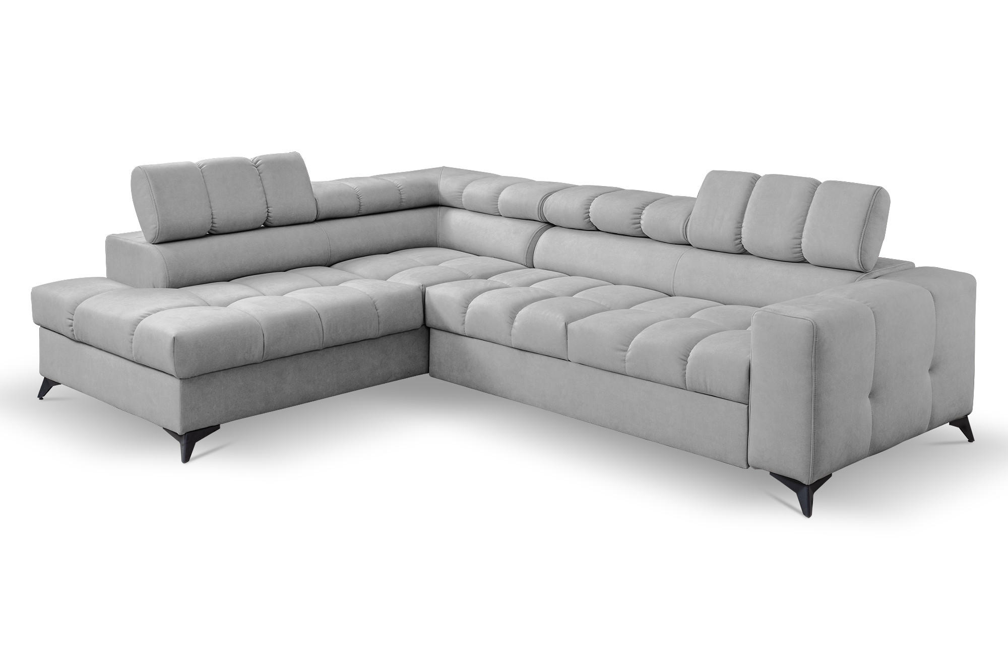 ECKSOFA Andrea L-Form mit verstellbaren Kopfstützen Schlaffunktion Bettkasten 267 cm links hellgrau - Hellgrau, Kunststoff (106/267cm) - Margaret Hadas24
