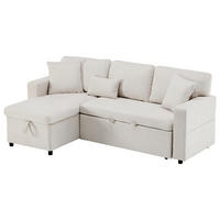 ECKSOFA Eckschlafsofa Stoff mit USB-Anschluss und Stauraum Beige 214/131/87 cm - Beige, Textil (87/131cm) - Redom