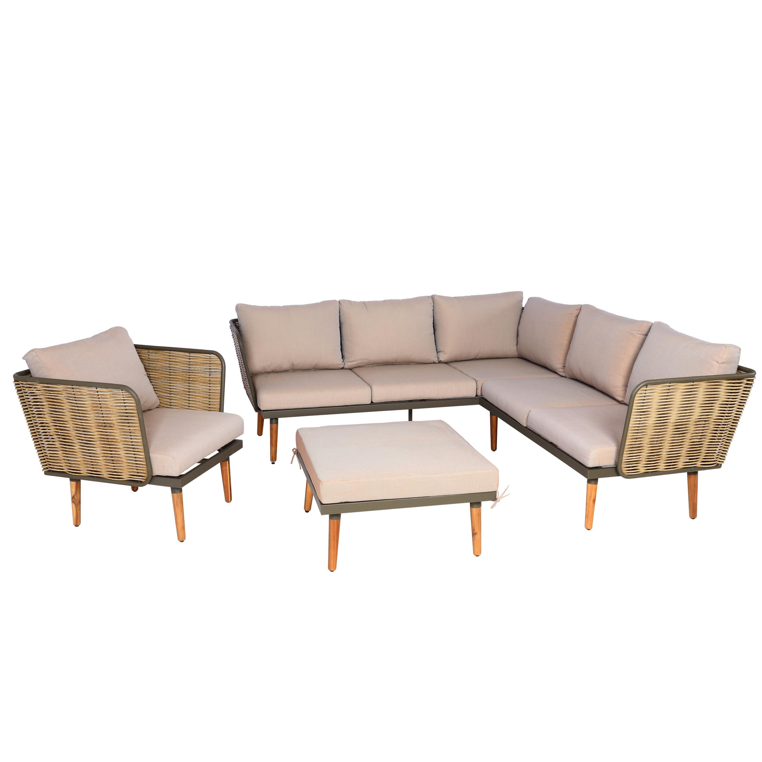 GARTENGARNITUR Braun, Beige - Beige/Braun, Textil - MCW