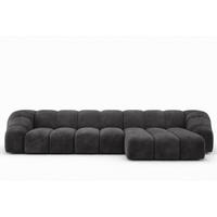 ECKSOFA Modulare L-Form, Veloursstoff Bluvel, Schwarz, Rechts, CROISSANT XL - Schwarz, Holz (340/190cm) - Kaiser Möbel