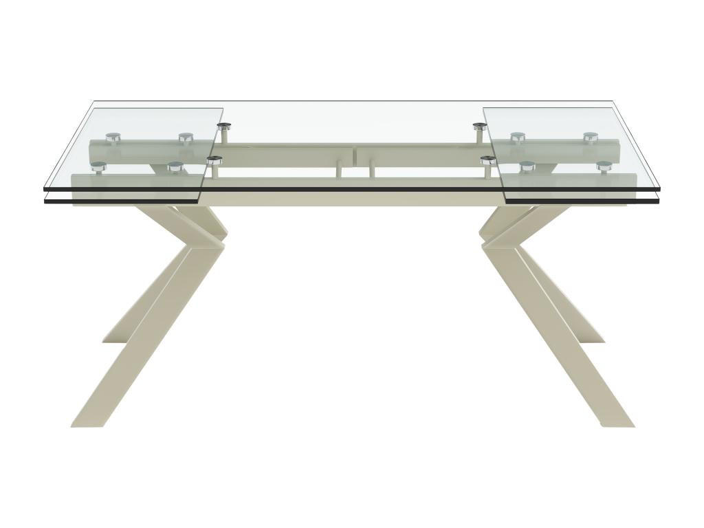 ESSTISCH ausziehbar - 6 bis 8 Personen - Sicherheitsglas & Metall - Beige & Transparent - VELIKA - Transparent, Glas (240/90/76cm) - Vente-Unique