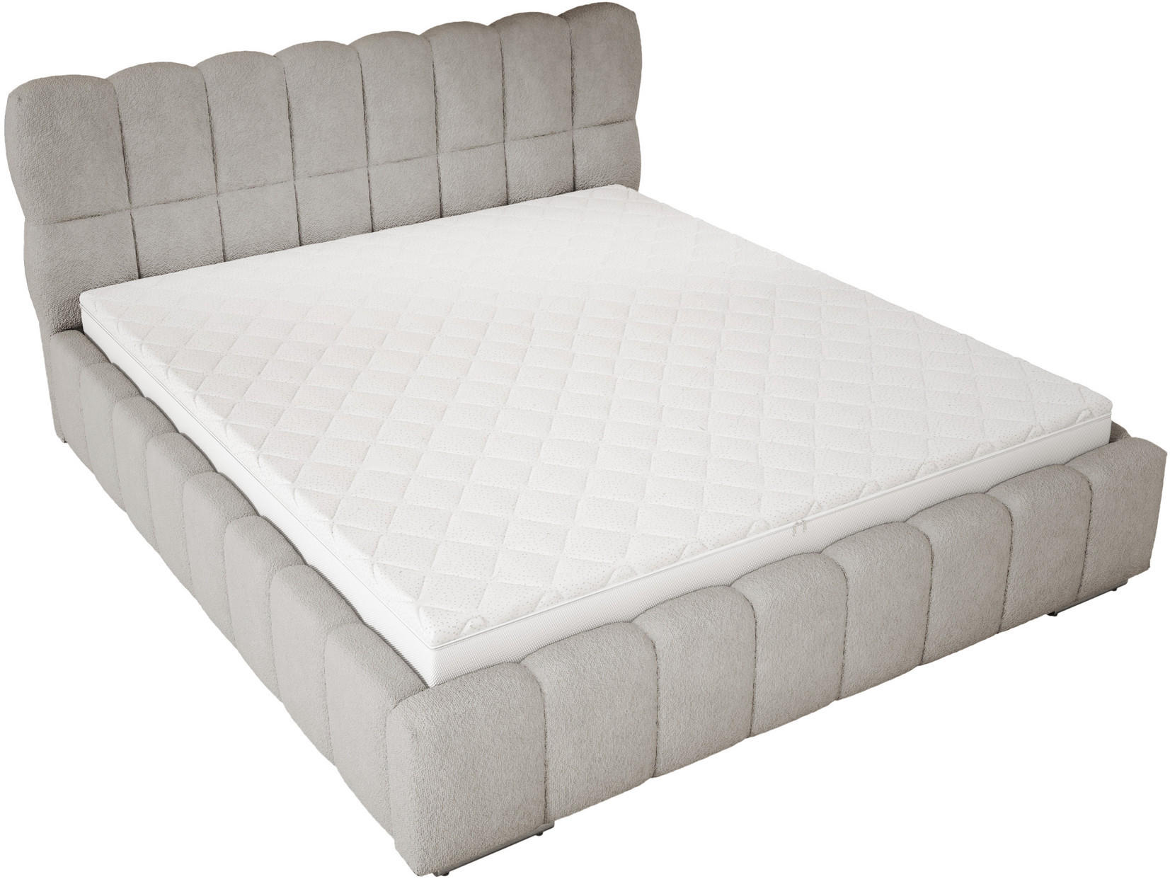 POLSTERBETT 160x200 cm Avilla mit Bettkasten, Lattenrost, Boucle, Hellgrau - Hellgrau, Holz/Textil (160/200cm) - Emporius