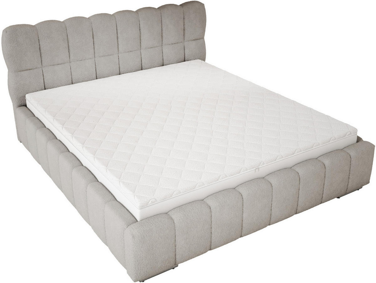 POLSTERBETT 140x200 cm Avilla mit Bettkasten, Lattenrost, Boucle, Hellgrau - Hellgrau, Holz/Textil (140/200cm) - Emporius