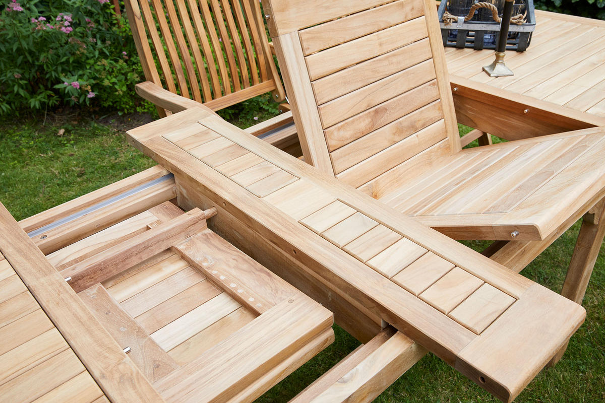 GARTENTISCH Ela 180/230/280x100x75 cm, Teakholz, Natur - Naturfarben, Holz (100/180/75cm) - dasmöbelwerk