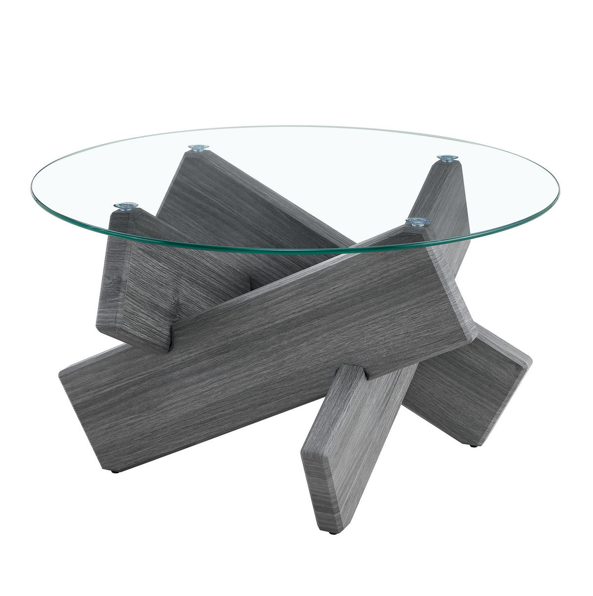 COUCHTISCH 79/45 cm aus Glas und MDF mit Kreuzgestell in Grau - Grau, Holzwerkstoff (79/79/45cm) - Flora Grace