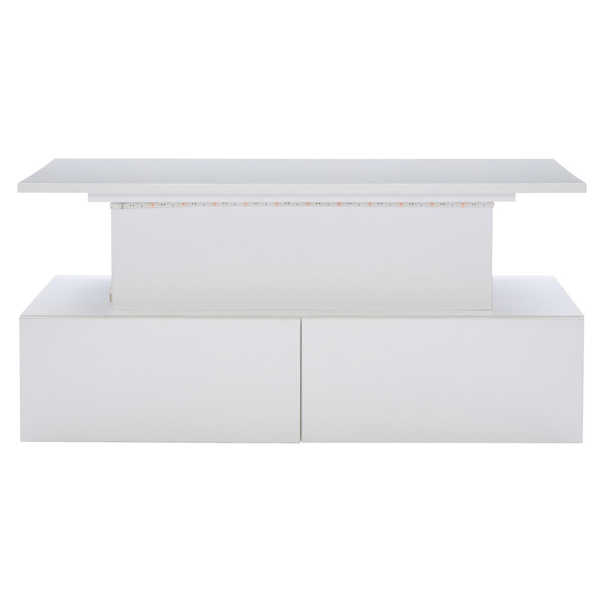 KONFERENČNÍ stolek, 90/55/41 cm bílý, s LED osvětlením a 4 zásuvkami - bílá, kompozitní dřevo (90/55/41cm) - BEAOK
