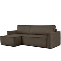 ECKSOFA-LINKS/RECHTS NAPI Schlaffunktion mit Cordbezug, braun - Schwarz/Braun, Textil (246/148cm) - KONSIMO®