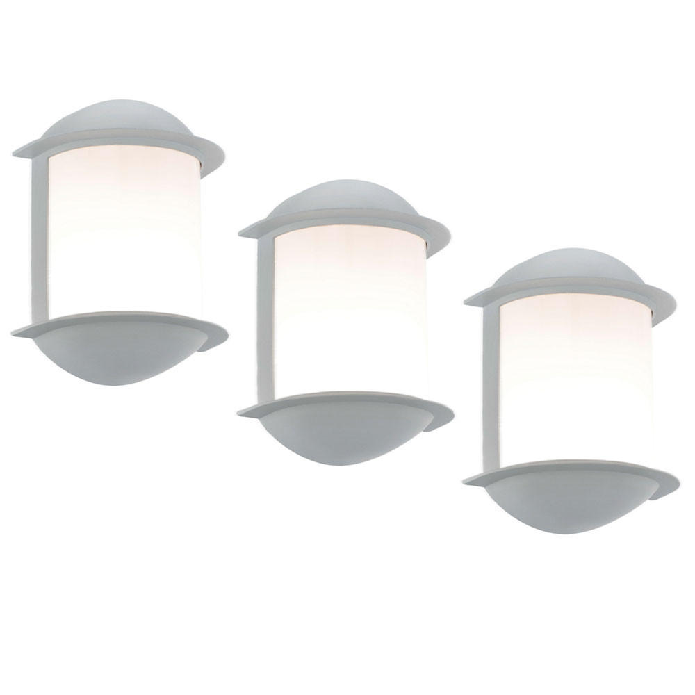 LED AUSSEN-WANDLEUCHTE Aluguss Silber Weiß 3er Set - Weiß, Metall (10/22/16cm)