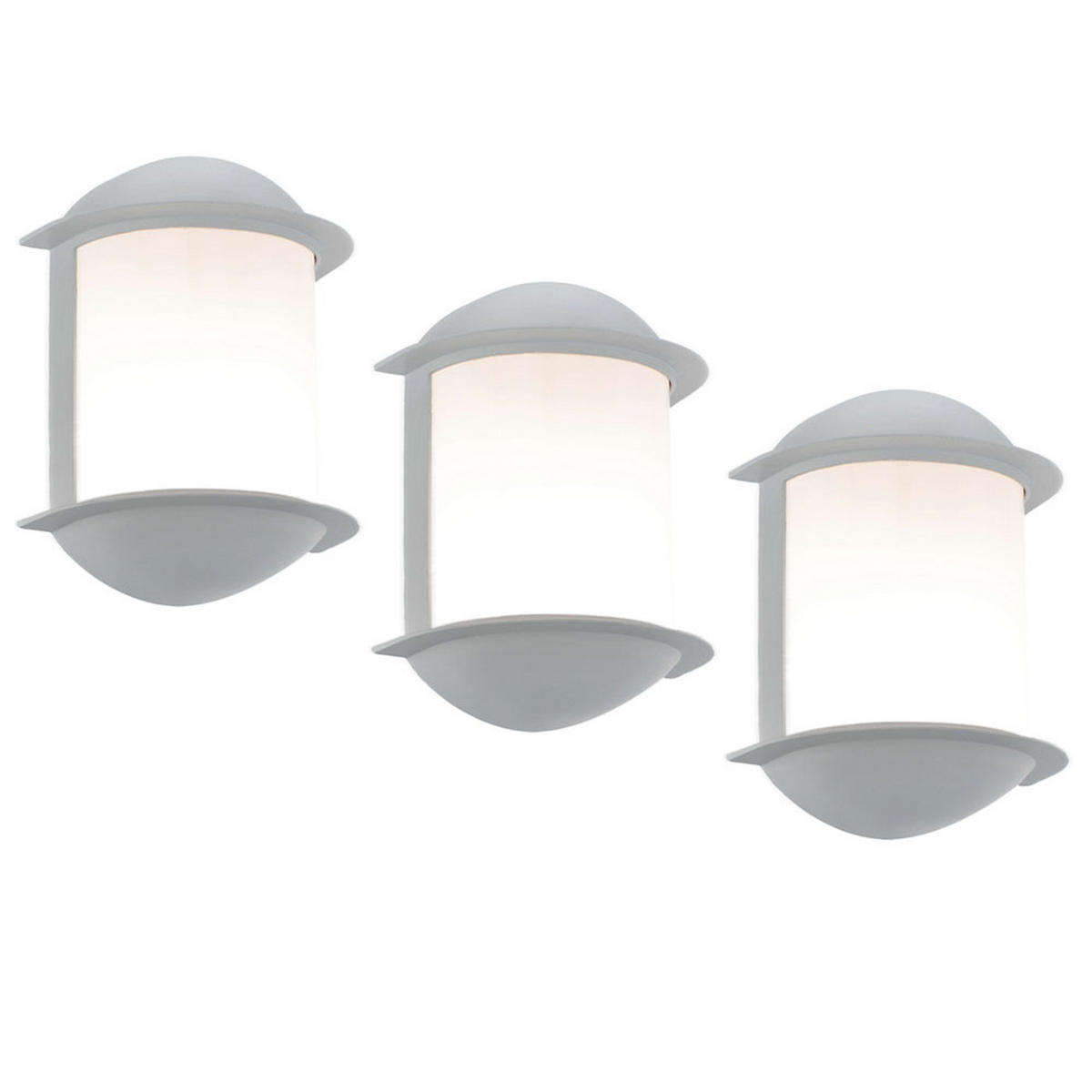 LED AUSSEN-WANDLEUCHTE Aluguss Silber Weiß 3er Set - Weiß, Metall (10/22/16cm)