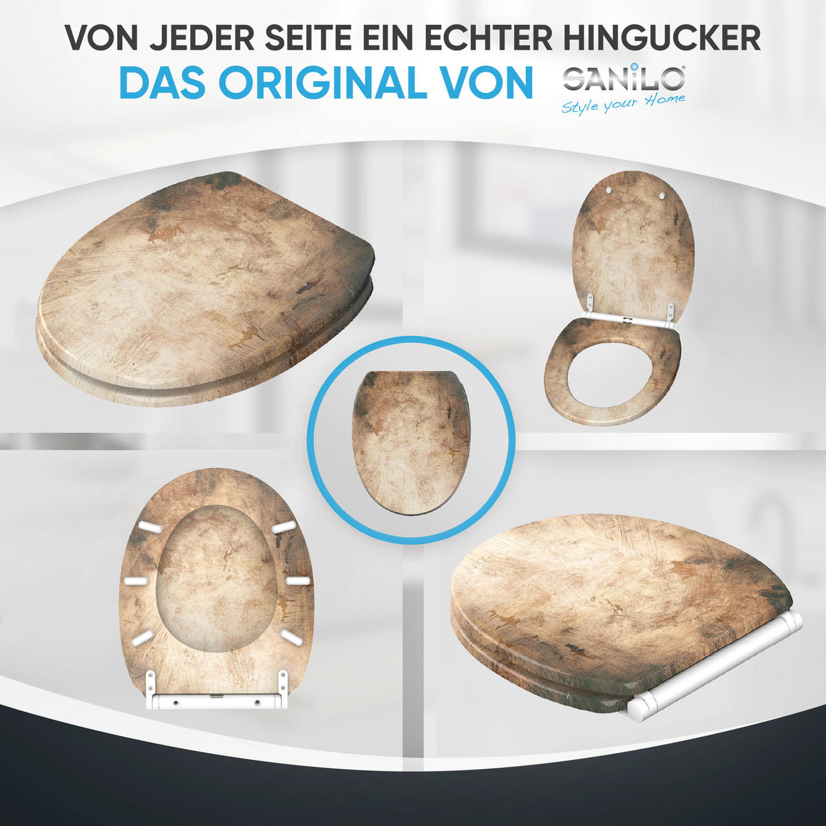 WC-SITZ mit Absenkautomatik & Top Fix Canvas - Braun, Holzwerkstoff (37.7/5.5/48cm) - Sanilo