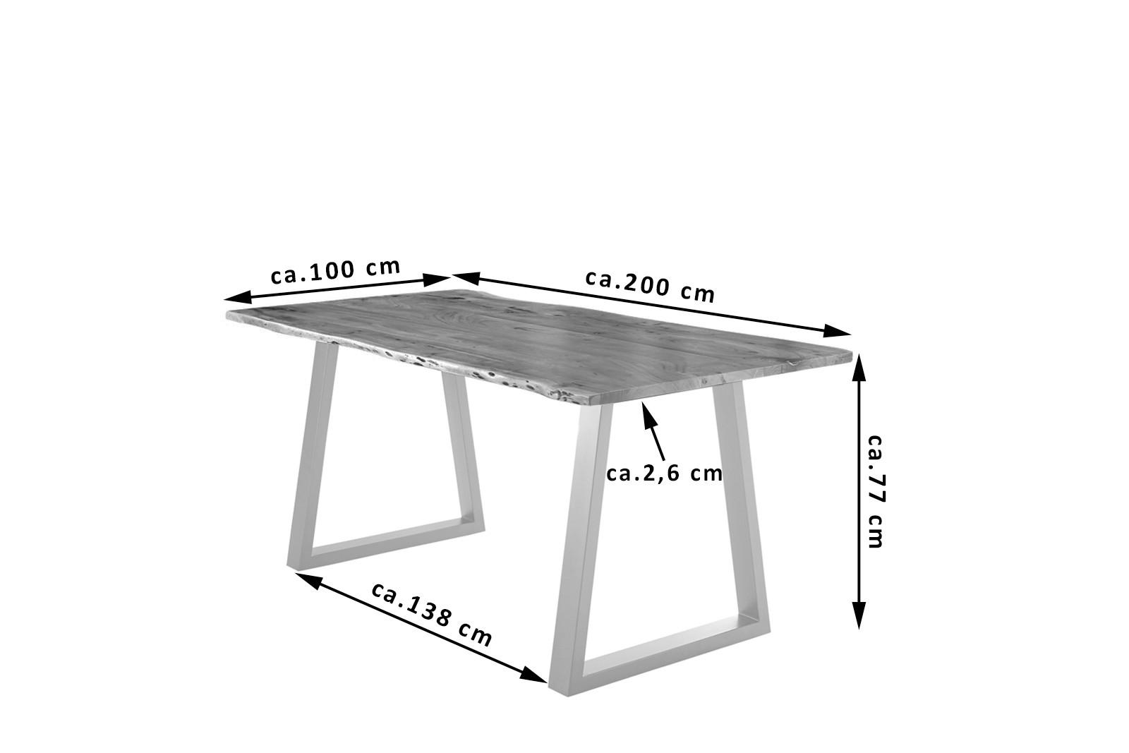 ESSTISCH LUBIN - Silberfarben/Braun, Holz/Metall (100/200/77cm) - SAM