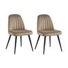 STUHL 2er-Set - Samt & schwarzes Metall - Beige - ELEANA - Beige, Textil (52/81/49cm) - Vente-Unique