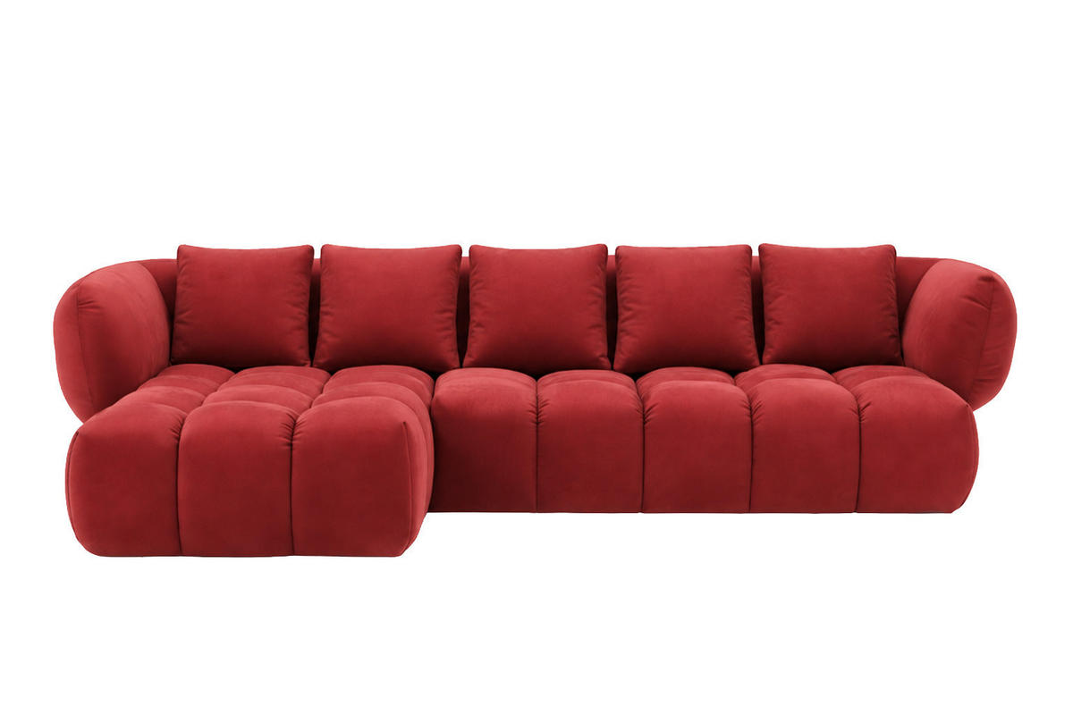 ECKSOFA L-Form, Veloursstoff Bluvel, Rotwein, Links, SEVIO L - Weinrot, Holz (242/175cm) - Kaiser Möbel