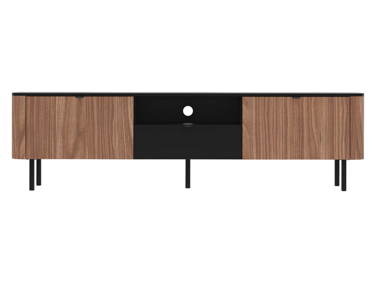 TV-ELEMENT Pero 200 01 - Nussbaumfarben/Schwarz, Holzwerkstoff/Metall (200/55/39cm) - MIRJAN24