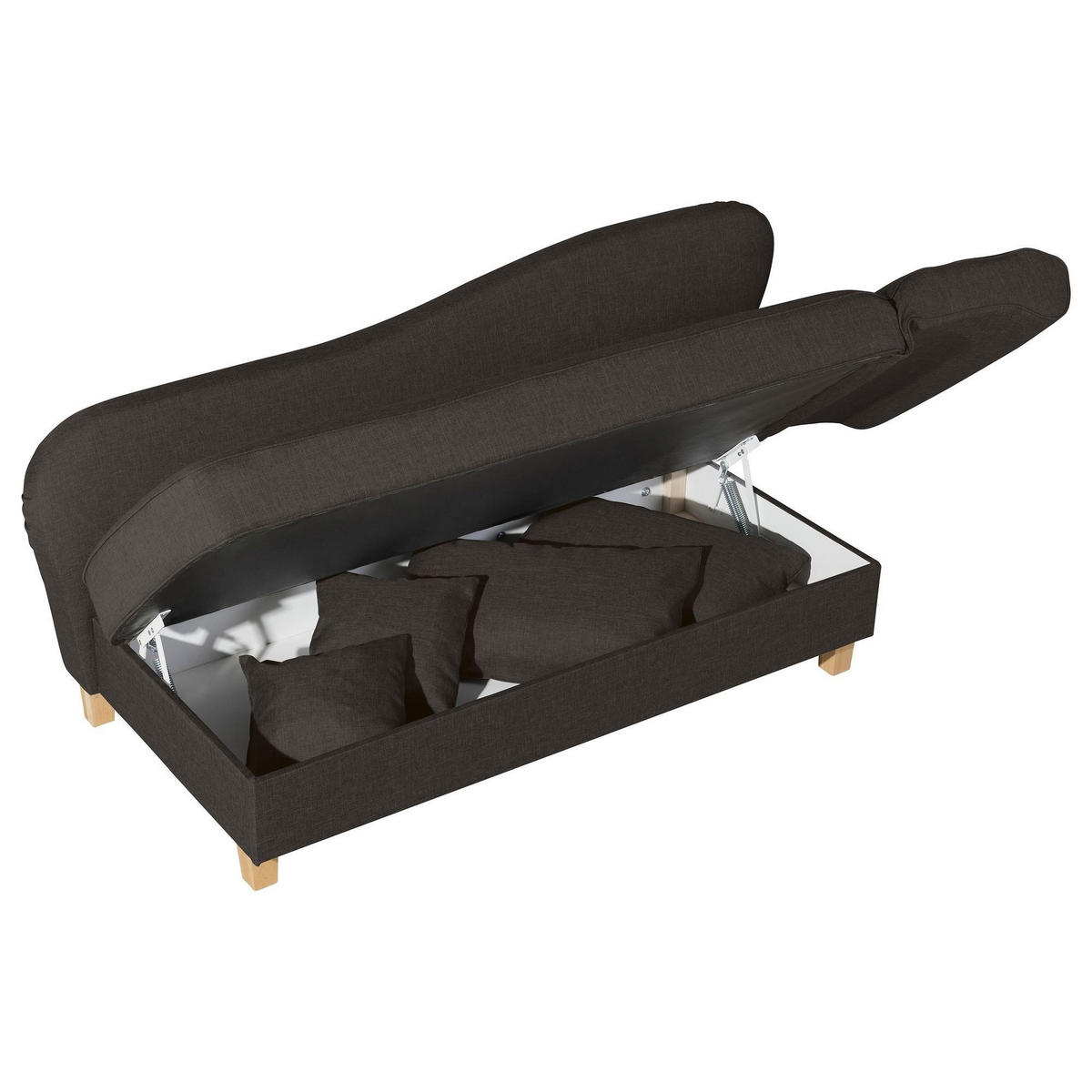 RECAMIERE mit Armteil rechts klappbar Katia Bezug Flachgewebe Buche natur / sckoko - Braun, Kunststoff (190/82/88cm) - 58aufmkessel