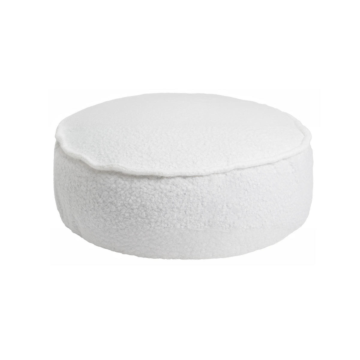 SITZPOUF für Kinder, Rund, Boucle, Weiß - Weiß, Textil (65/20/65cm) - MeowBaby