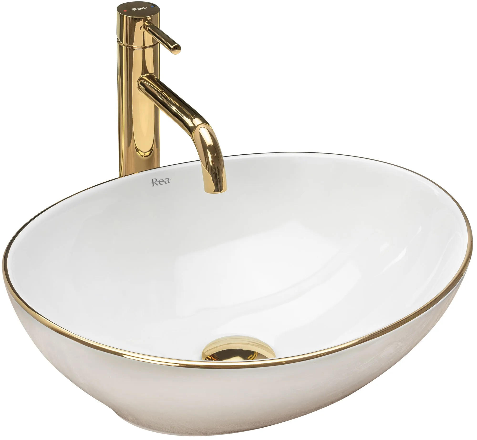 AUFSATZWASCHBECKEN Rea Sofia Gold Edge - Goldfarben, Keramik (34.5/15/41cm) - REA