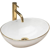 AUFSATZWASCHBECKEN Rea Sofia Gold Edge - Goldfarben, Keramik (34.5/15/41cm) - REA
