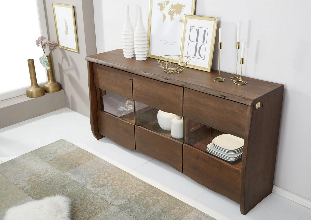 SIDEBOARD Akazie 191x45x96 braun lackiert PURE ACACIA #808 - Braun, Holz (191/96/45cm) - Massivmoebel24