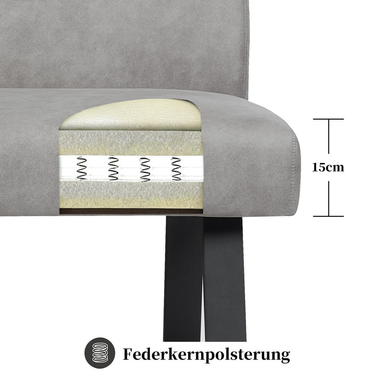 SITZBANK JOYCE - Grau, Metall (160/91/66cm) - DUBI Möbel