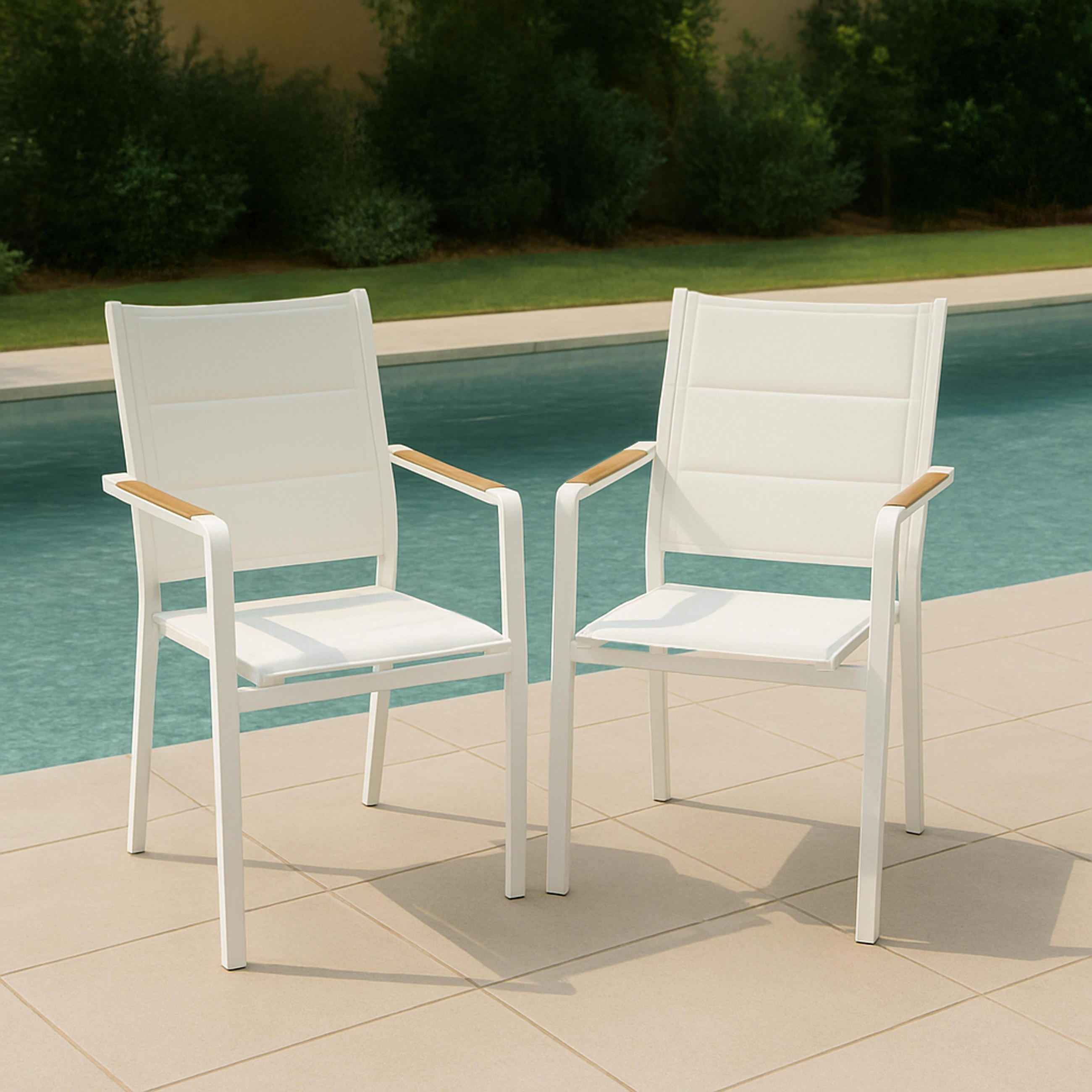 GARTENSTUHL 2-tlg., Weiß - Weiß, Textil (56/90/55.5cm) - Oviala
