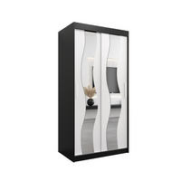 SCHWEBETÜRENSCHRANK 200/100/62 2-türig - Silberfarben/Schwarz, Holz/Kunststoff (100/200/62cm) - Abiks Möbel