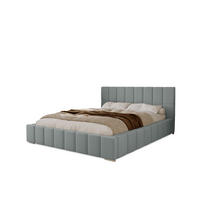 POLSTERBETT Alma 160x200 cm, Doppelbett mit Bettkasten, Lattenrost und Matratze aus Holz, Velourstoff: Silbern - Silberfarben, Holz/Kunststoff (160/200cm) - Marpur
