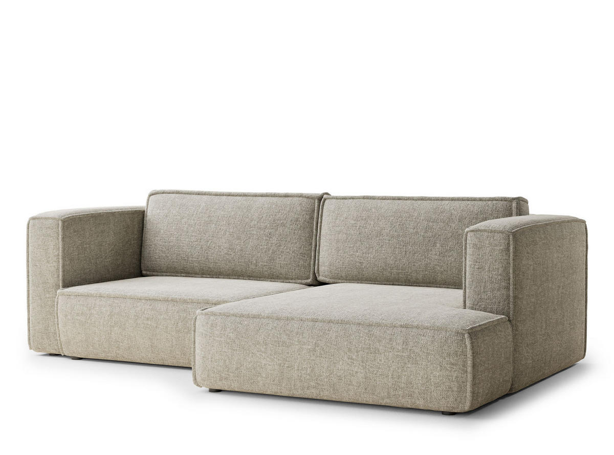 ECKSOFA MIT SCHLAFFUNKTION Velto Beige Chenille-Stoff - Beige/Schwarz, Holz/Holzwerkstoff (250/152cm) - Maison de Reve