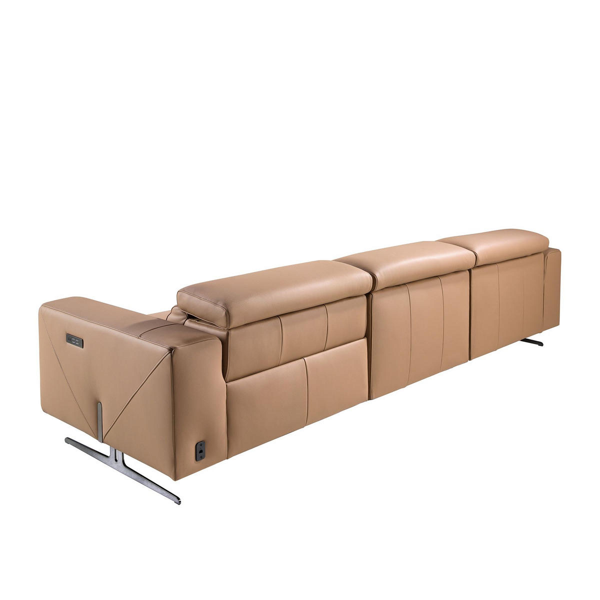 ECKSOFA mit Chaiselongue links aus braunem Leder 305/170/100 cm - Edelstahlfarben/Braun, Leder/Metall (305/170cm) - ANGEL CERDA