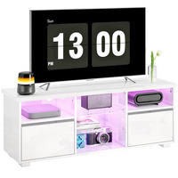 TV-LOWBOARD Weiß Hochglanz 120/34/45 cm, LED-Beleuchtung, Glasböden - Weiß Hochglanz, Holzwerkstoff (120/45/34cm) - PANGIVO
