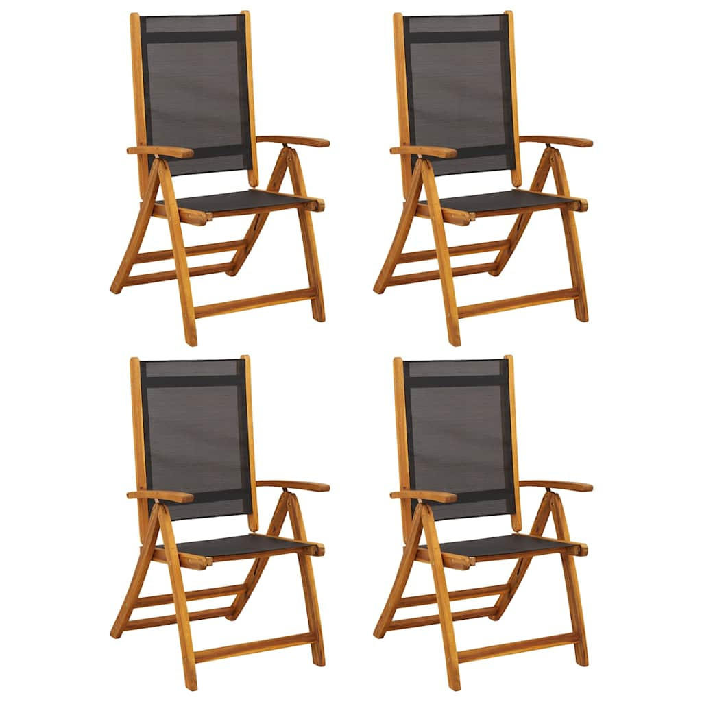 GARTENSTÜHLE 4er Set Klappbar Massivholz Akazie Und Textilene - Braun, Holz (57.5/109/72cm) - vidaXL