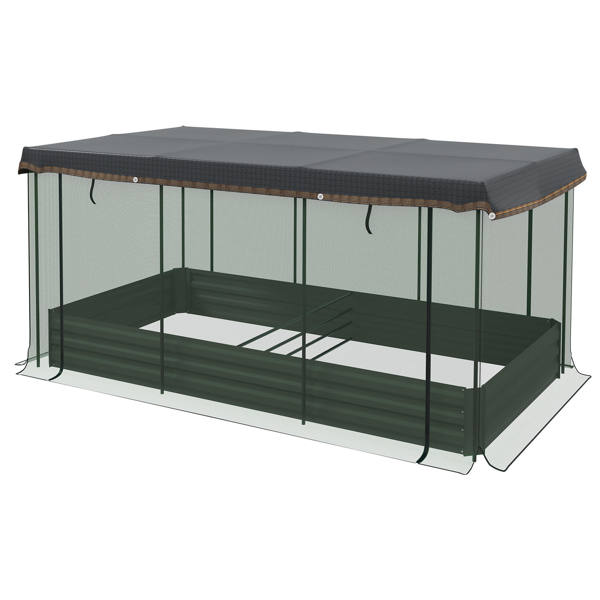 HOCHBEET für Balkon, Terrasse, Dunkelgrau, 230 x 110 x 110 cm - Dunkelgrau, Metall (110/110/230cm) - Outsunny