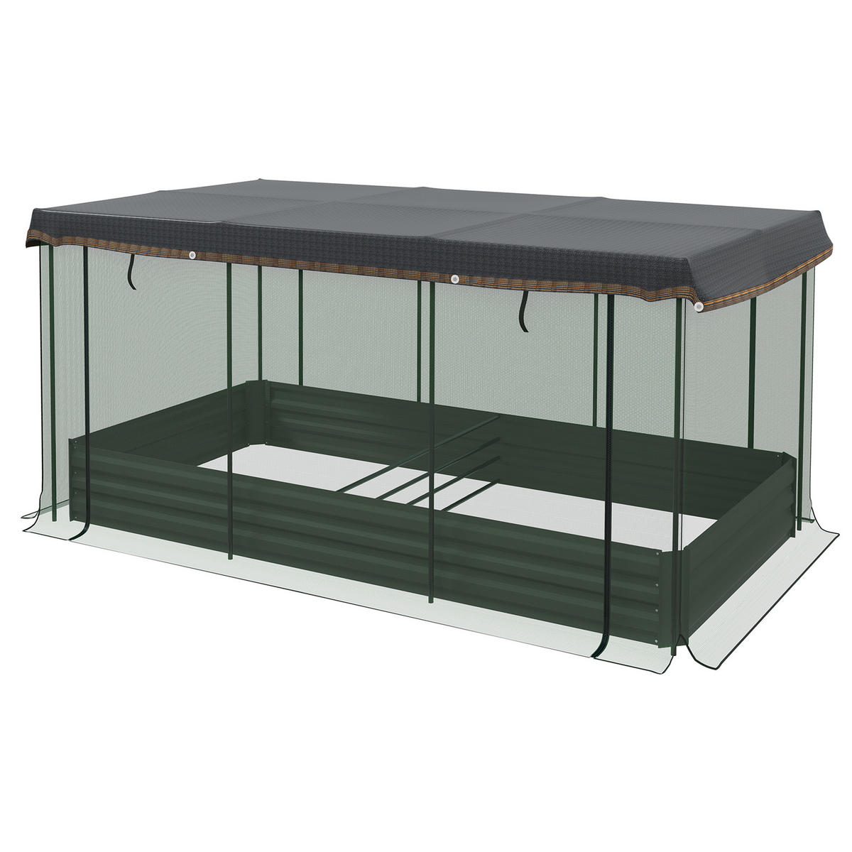 HOCHBEET für Balkon, Terrasse, Dunkelgrau, 230 x 110 x 110 cm - Dunkelgrau, Metall (110/110/230cm) - Outsunny
